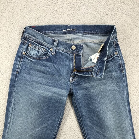 7FAM Jeans Womens Size 28 Boot Cut Low Rise Ribbon Back Pocket Faded Wash Denim - Picture 8 of 16